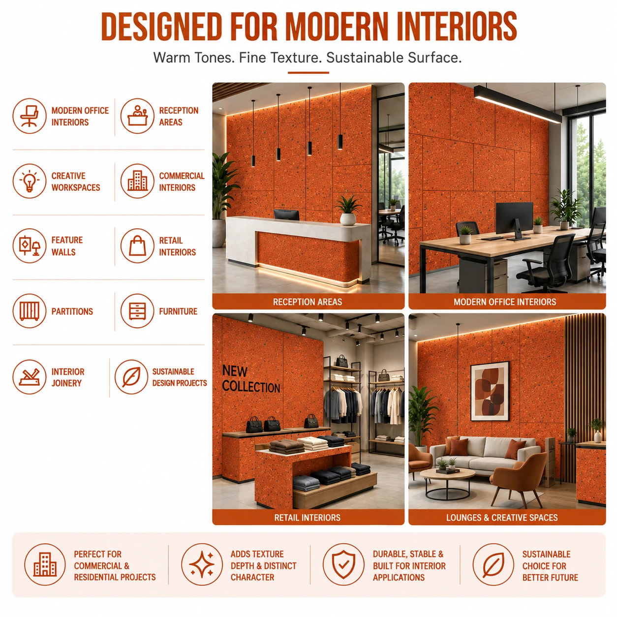 Customized Pattern 22-22 Recycled Textile Board - applications in modern interiors